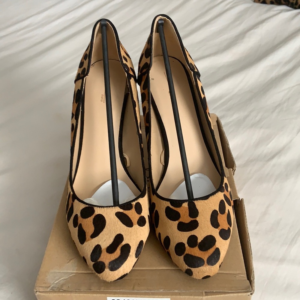 Zara Calf Hair Leopard Print Heel Size 10 EUC